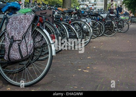 Amsterdam bicycle parking area full of bikes Stock Photo