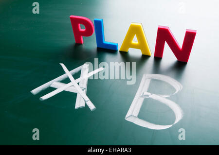 Crossing out Plan A and writing Plan B. Stock Photo