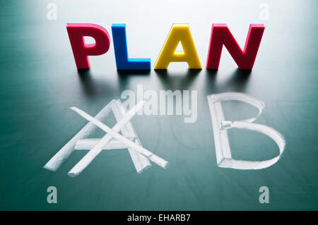 Crossing out Plan A and writing Plan B. Stock Photo
