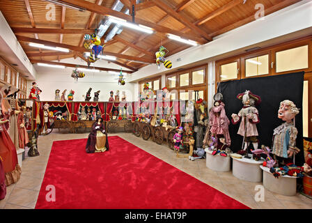 In the Doll Museum of "Tiritomba" puppet theater, hosted in the "Mill of Pappas", Larissa city, Thessaly, Greece. Stock Photo