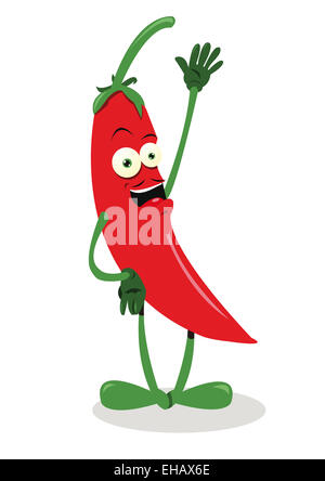 a vector cartoon representing a funny red hot chili pepper - moustaches and shadow are on different layers, so you can easily re Stock Photo