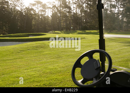 Golf carts on the golf course Stock Photo