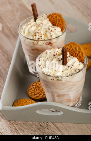 Cream Milkshake in   Glasses . Selective focus Stock Photo