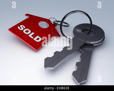 Key with sold home Stock Photo