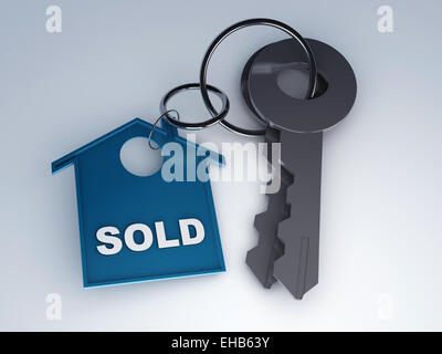 Key with home. sold concept Stock Photo