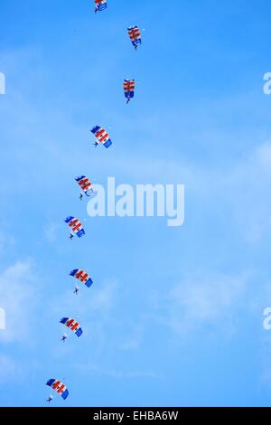 RAF Falcons parachute display team. Windermere Air Show 2011, Cumbria, UK. Stock Photo