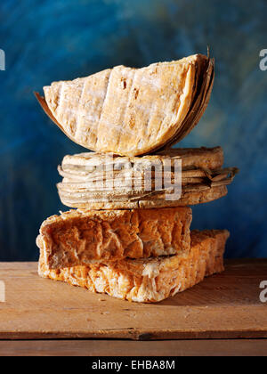 traditional rustic French cheeses Stock Photo