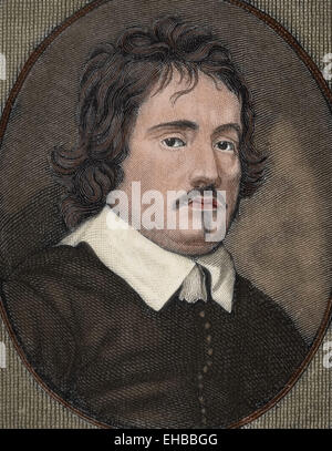 John Pym (1584-1643). English parliamentarian, leader of the Long Parliament. Portrait. Engraving. Colored. Stock Photo