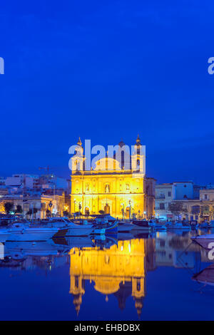 Mediterranean Europe, Malta, Valletta, Msida Creek harbour, St Joseph's Church Stock Photo