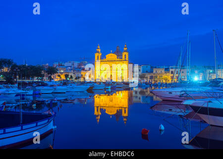 Mediterranean Europe, Malta, Valletta, Msida Creek harbour, St Joseph's Church Stock Photo