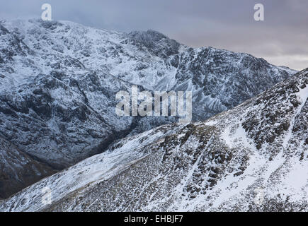 View from Green Gable over Great Gable to Piers Gill, Scafell Pike and SCafell, English Lake District Stock Photo
