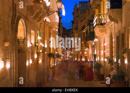 Mediterranean Europe, Malta, The Three Cities, Vittoriosa (Birgu), candle lit street during Birgufest Stock Photo