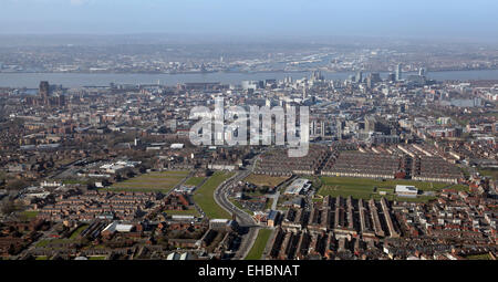 aerial view of the Liverpool Skyline, UK Stock Photo