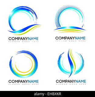 Water Splash Logo. Vector design logos with water splash concepts and swashes. Stock Photo