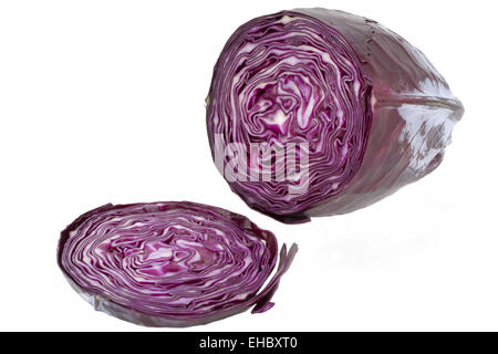 sliced red cabbage on white background Stock Photo