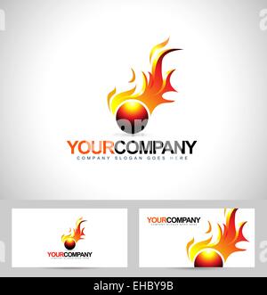 Fire Flame Logo. Creative vector logo design with hot fire flames Stock Photo