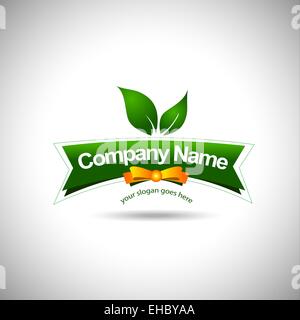 Leaf Label Logo. Food Company Logo Icon. Creative vector for a food company with leafs. Stock Photo