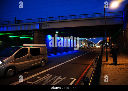 Van under a bridge near Holloway Road Station Stock Photo