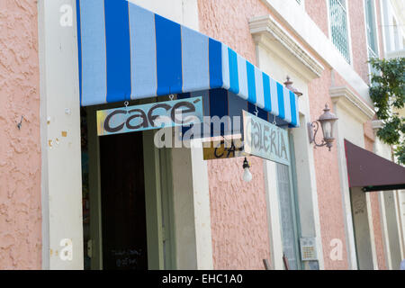 Clsoe up of entrance to art gallery, shop, cafe in Ponce, Puerto Rico Stock Photo