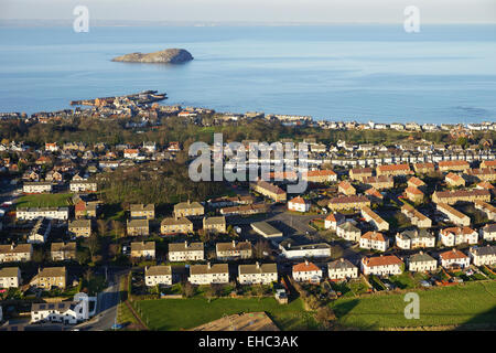 View of North Berwick from top of Berwick Law Stock Photo