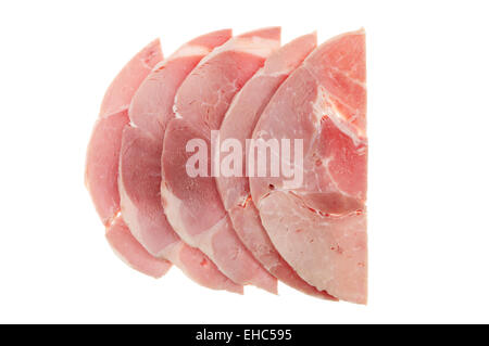 Slices of ham isolated against white Stock Photo