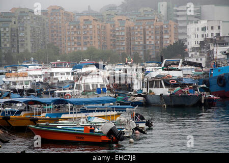 Fishing and leisure boats in the harbour of Sai Kung Town, New Territories Hong Kong Stock Photo