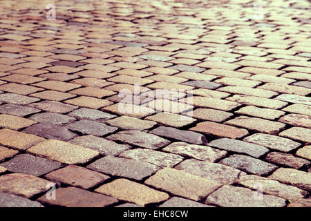 Cobble stone road pattern with vintage effect Stock Photo
