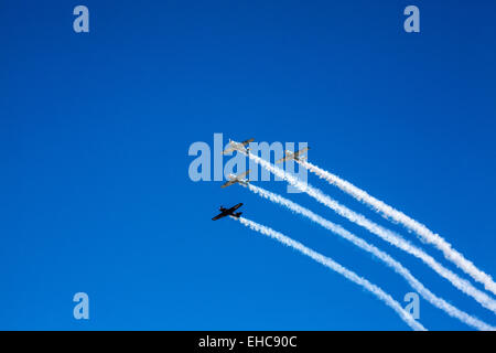 Four AT-6 Texans flying in formation at the 2011 Wings over Camarillo Air Show in Camarillo California Stock Photo