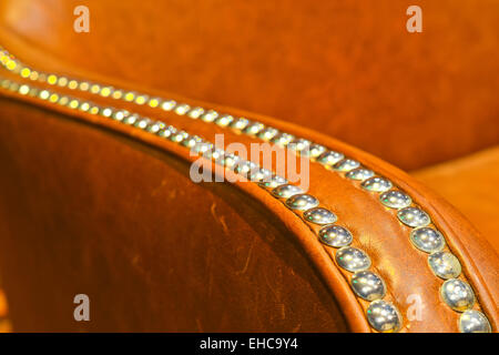 ArmChair from beige leather Stock Photo