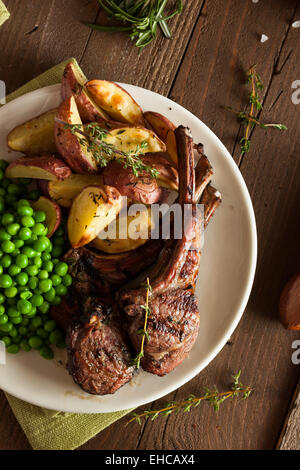 Organic Grilled Lamb Chops with Garlic and Lime Stock Photo
