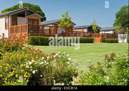 Holiday Lodges in Summer, Anglesey, North Wales, UK Stock Photo