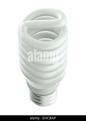 Top Side view of Energy efficient light bulb isolated on white Stock Photo