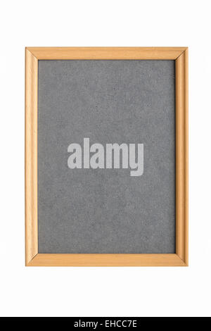 simple wooden picture frame with gray cardboard matte, isolated on white Stock Photo