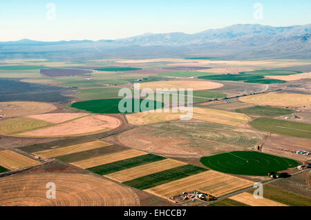 Irrigated lands (center pivot) in the Big Lost River Valley, Idaho (aerial photography courtesy Project Lighthawk) Stock Photo