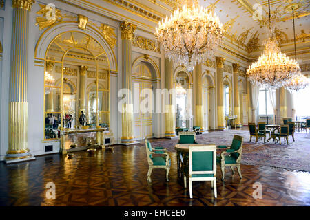 The beautiful interior halls and rooms of the Royal Palace in Brussels. Stock Photo