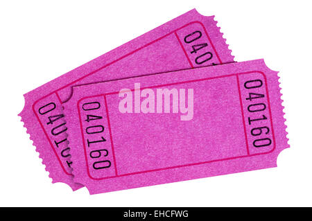 Blank pink movie or raffle ticket stub isolated Stock Photo - Alamy