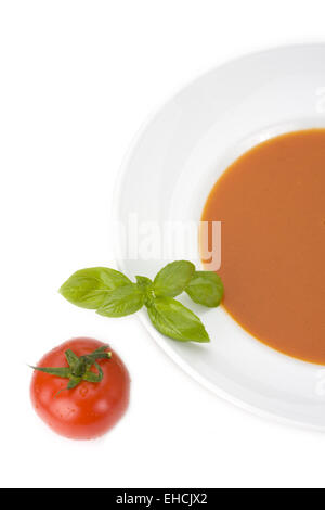 home made tomato soup in a white bowl