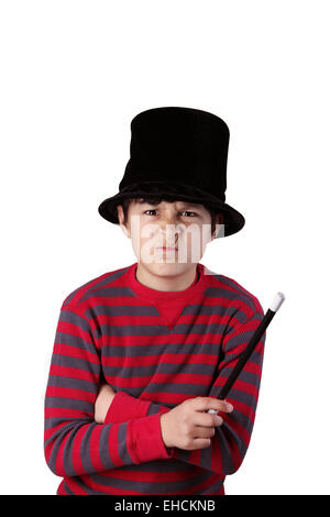 Young magician boy on isolated background Stock Photo