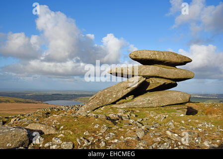 Showery Tor, the northernmost summit of the Roughtor ridge on Bodmin Moor, Cornwall. Stock Photo