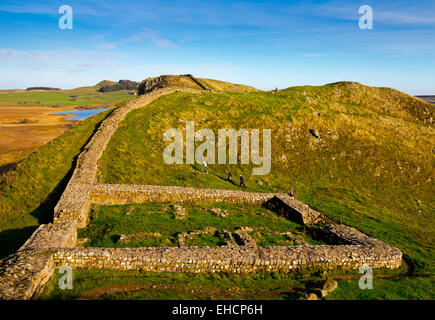 Milecastle 39 a small fortified gateway on Hadrian's Wall near Steel Rigg Northumberland National Park north east England UK Stock Photo