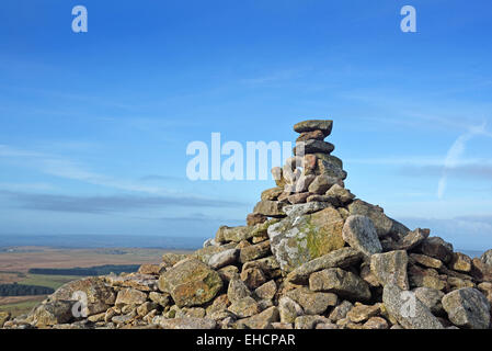 Summit Cairn of Brown Willy, Bodmin Moor, Cornwall, UK. Brown Willy is ...