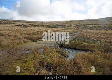 Crossing Point of the De Lank River between Roughtor and Brown Willy, Bodmin Moor, Cornwall, UK Stock Photo