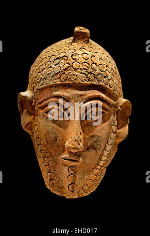Mask male with beard 5th Century BC Musee National du Bardo Tunisia  Carthage Phoenicia (Phoenician trading city in North Africa capital Carthaginian Empire ) Stock Photo