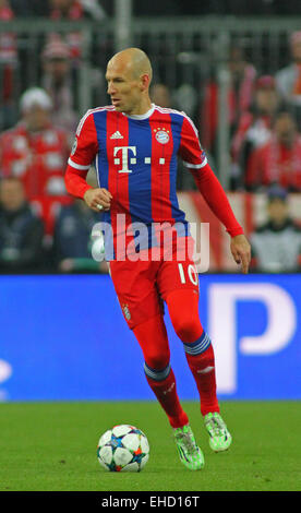 MUNICH, GERMANY - MARCH 11: Bayern Munich's forward Arjen Robben during the UEFA Champions League match between Bayern Munich and FC Shakhtar Donetsk. March 11, 2015 in Munich, Germany. (Photo by Mitchell Gunn/ESPA-Images) *** Local Caption Stock Photo