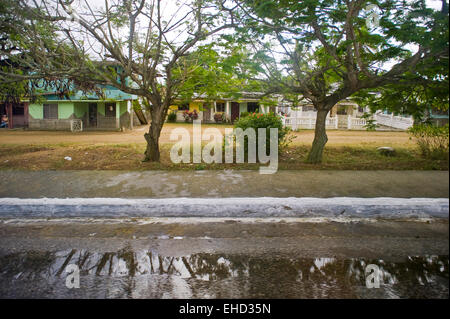 Horizontal view of a typical street in Cuba after rain. Stock Photo