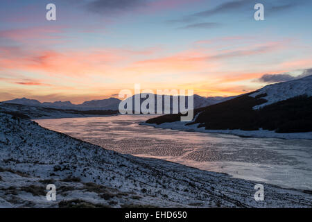 loch cluanie stunning sunset lochaber highlands Stock Photo