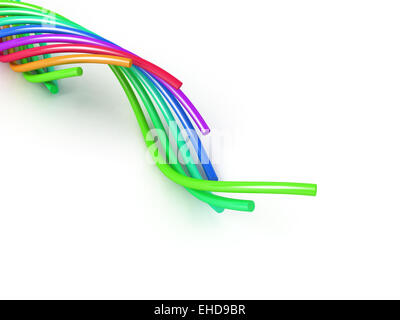 rainbow cable over white background Stock Photo