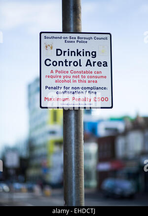 DRINKING CONTROL area SIGN SOUTHEND-ON-SEA Stock Photo