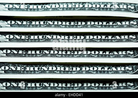 One hundred dollar banknotes crop Stock Photo