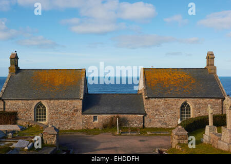 Two adjoining chapels in Barnoon Cemetery above the Atlantic Ocean St Ives Cornwall England Europe Stock Photo